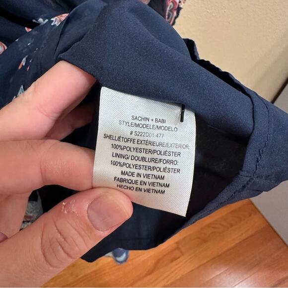 NWT Sachin & Babi Blue Floral Square Neck Smocked Long Sleeve Mini Dress Small - Picture 6 of 11